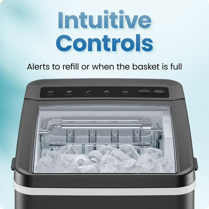 Iceman by Chefman Dual-Size Compact Bullet Ice Machine, 26 lb Daily Ice Production, 2 Ice Sizes, Self-Cleaning Countertop Ice Maker, Black
