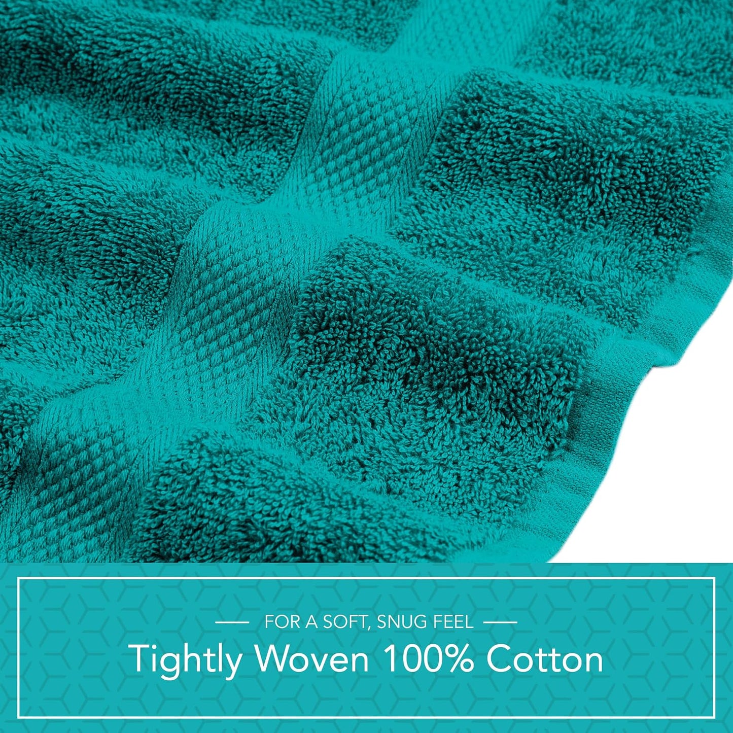 Pleasant Home Bath Towels Set of 6 (24” x 50”) 100% Cotton, Teal