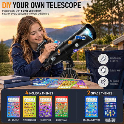 Feicosky 90mm Aperture 600mm Refractor Telescope for Adults & Kids, 24X–180X High Power Astronomy Telescope with Adjustable Tripod, Folding Stool, Phone Adapter & Carry Bag