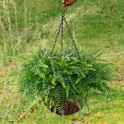 Waipfaru 2 Pack Fake Hanging Fern Plants Outdoor - Green UV Resistant Artificial Outdoor Hanging Plants, Realistic Faux Greenery Fern for Patio Front Porch Garden Home Decor