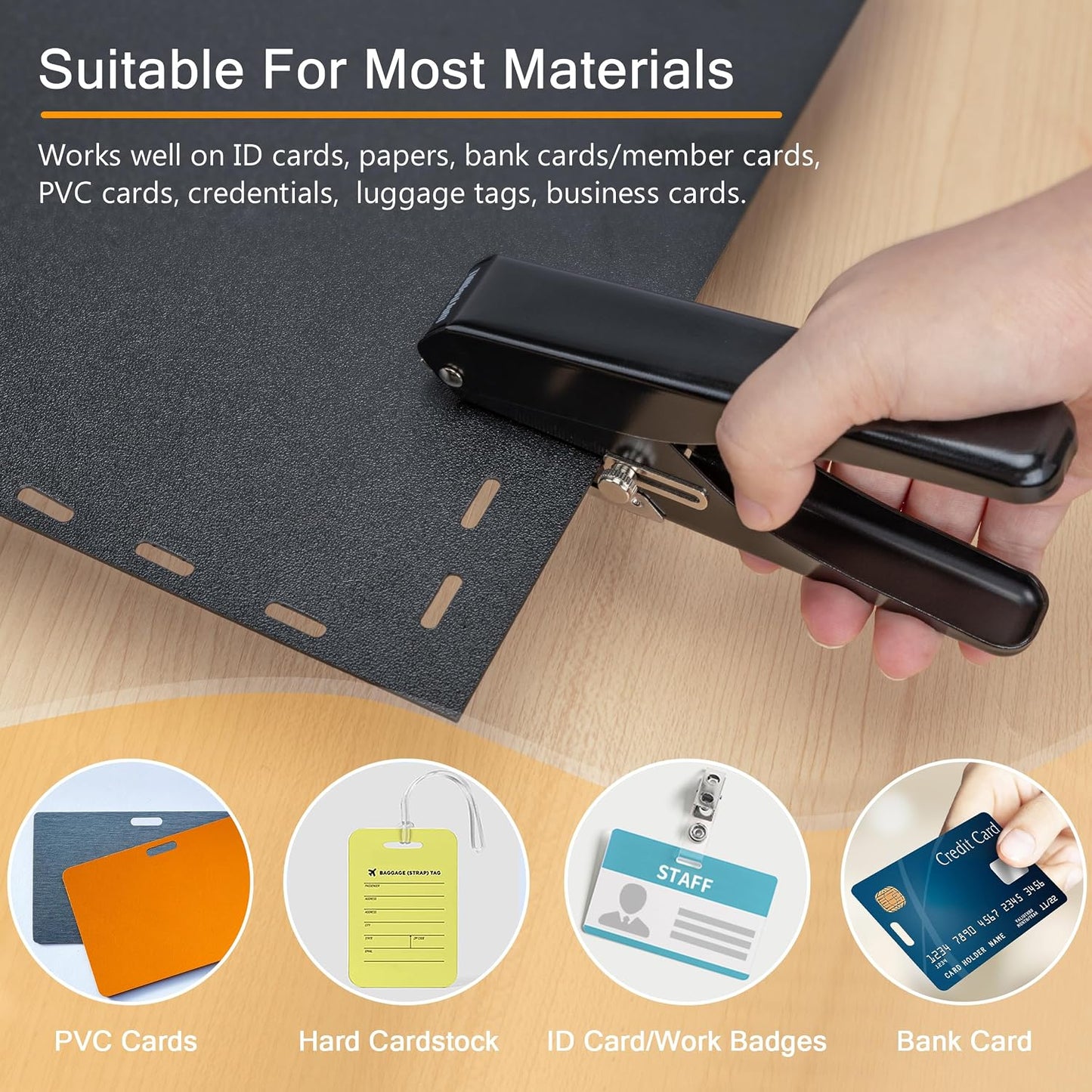 MyLifeUNIT Badge Hole Punch, Heavy-Duty Slot Puncher for ID Cards, PVC Cards & Paper, Manual Oval Slot Punch with Paper Scrap Collector