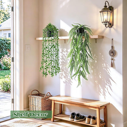 Der Rose 4Pcs Fake Hanging Plants with Lush Cascading Greenery Artificial plants with black pots, 20–34 in long faux vine, for bathroom, kitchen, living room wall, shelf decor indoor