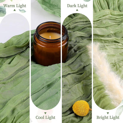 Seasonal Tulle Sheer Table Runners Mesh Lace Fabric Runner for DIY Craft Wedding Birthdays Tea Party Picnics Christmas Kitchen Decoration 90*400cm/35.43*157.48in