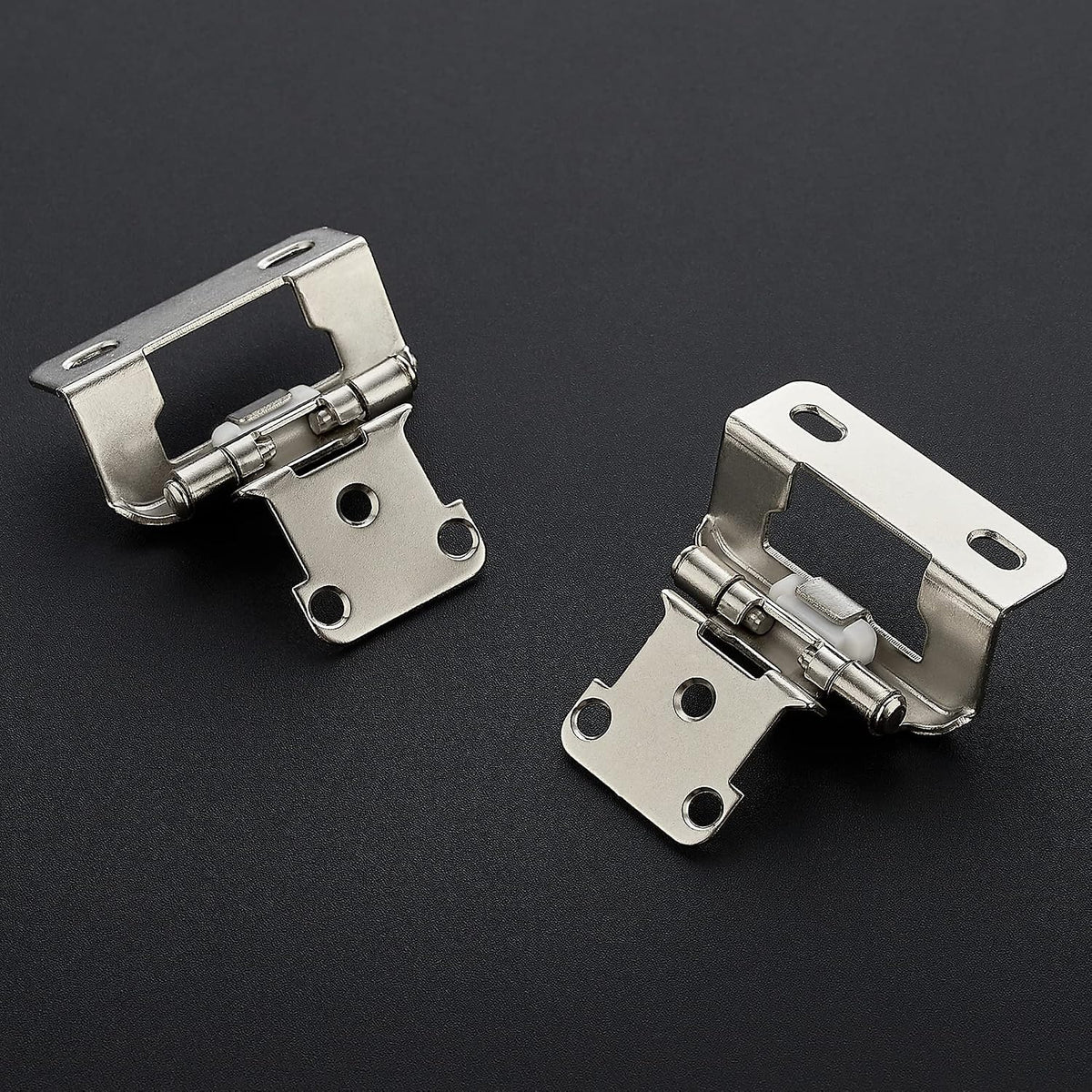 Ravinte Satin Nickel Kitchen Cabinet Hinges, Semi Wrap 1/2" Overlay,60 Pack Self-Closing Design,Semi Wrap Around Hinge,for Face Frame Cupboard, Silver Face Mount Cabinet Hardware,with Screwdriver