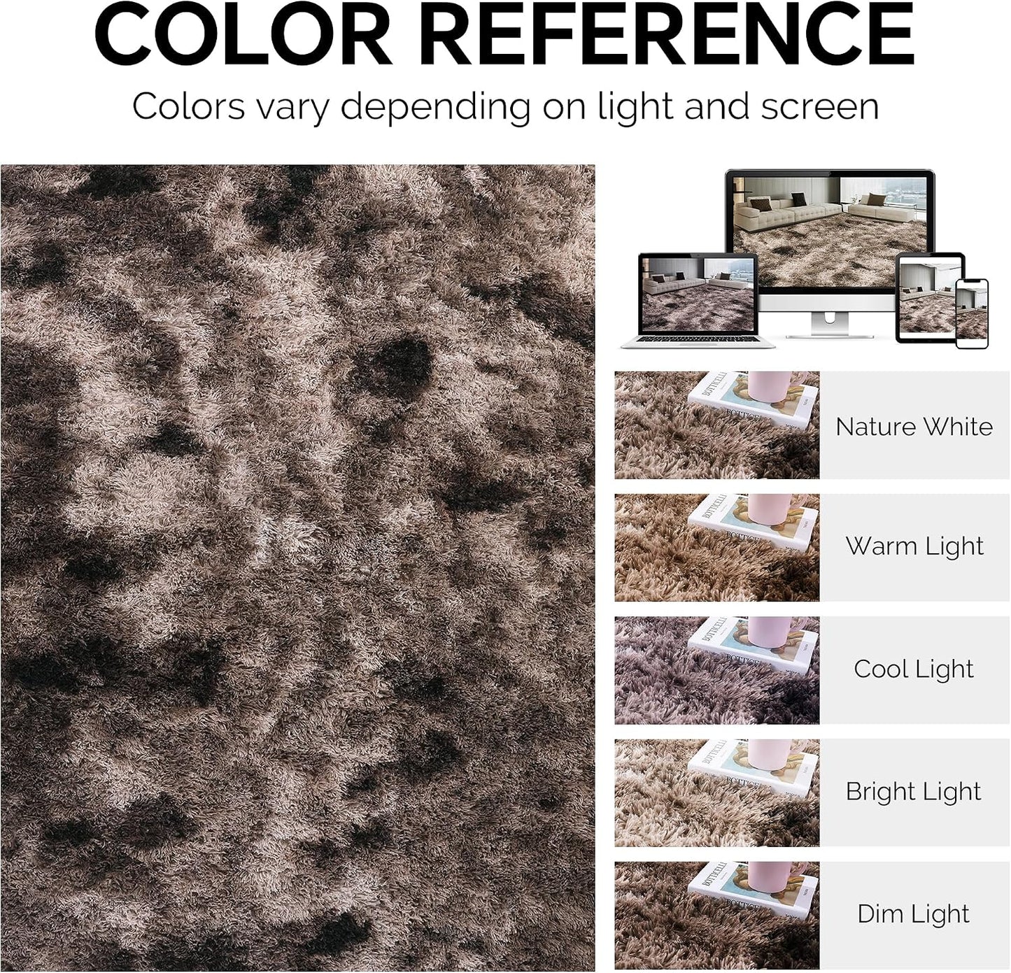 HOMBYS Shaggy Area Rug 10x14 Feet, Ultra Fuzzy Large Plush Faux Fur Carpet for Living Room Bedroom, Non-Skid Fuzzy Rug for Kids Playroom Home Decor,