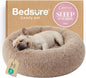 Bedsure Calming Dog Bed Medium Size, 30-Inch Donut Washable Pet Bed, Round Plush Dog Bed with Raised Rim & Non-Skid Bottom, Camel