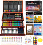 Soucolor 192-Piece Deluxe Art Set, Drawing & Painting Supplies Kit with Acrylics, Watercolors, Colored Pencils, Oil Pastels, Canvas Boards & Wooden Case for Adults & Artists