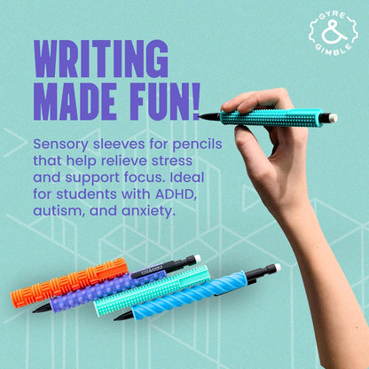 Gyre & Gimble Silicone Pencil Grips 4-Pack with 2 Pencils