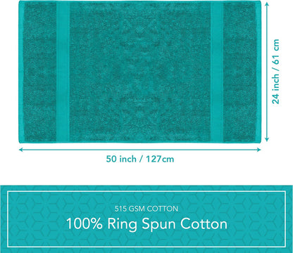 Pleasant Home Bath Towels Set of 6 (24” x 50”) 100% Cotton, Teal