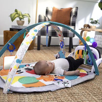 Baby Einstein 4-in-1 Kickin' Tunes Music & Language Play Gym, Piano Tummy Time Activity Mat with Lights, Music & Sensory Toys for Babies, 0–36 Months
