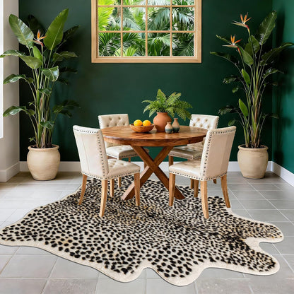 Leopard Print Rug, Cheetah Rugs 5.2x6.8ft Faux Cowhide Skin Animal Carpet