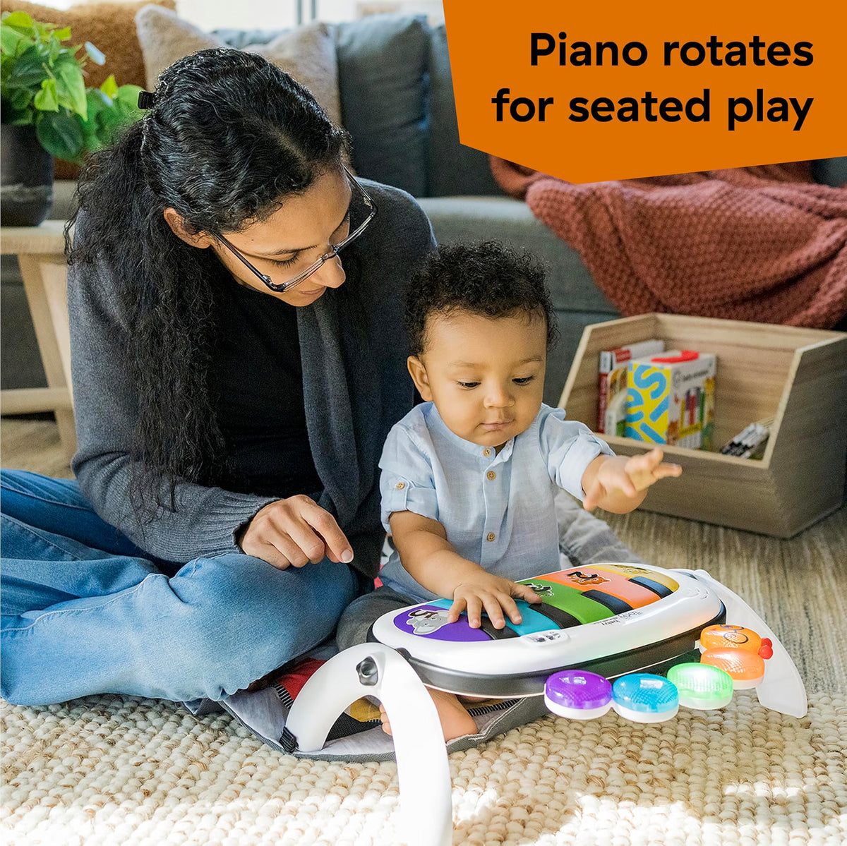 Baby Einstein 4-in-1 Kickin' Tunes Music & Language Play Gym, Piano Tummy Time Activity Mat with Lights, Music & Sensory Toys for Babies, 0–36 Months
