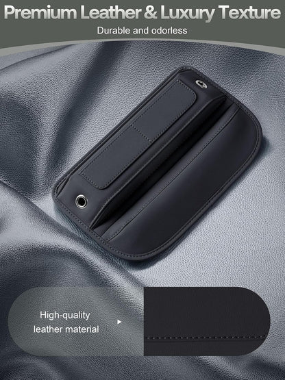 Universal Fit Premium Leather Car Seat Gap Filler Organizer, Center Console Organizer with Card Slots, Clever Gifts for Car SUV Truck Owners (Black, 1 Pack)
