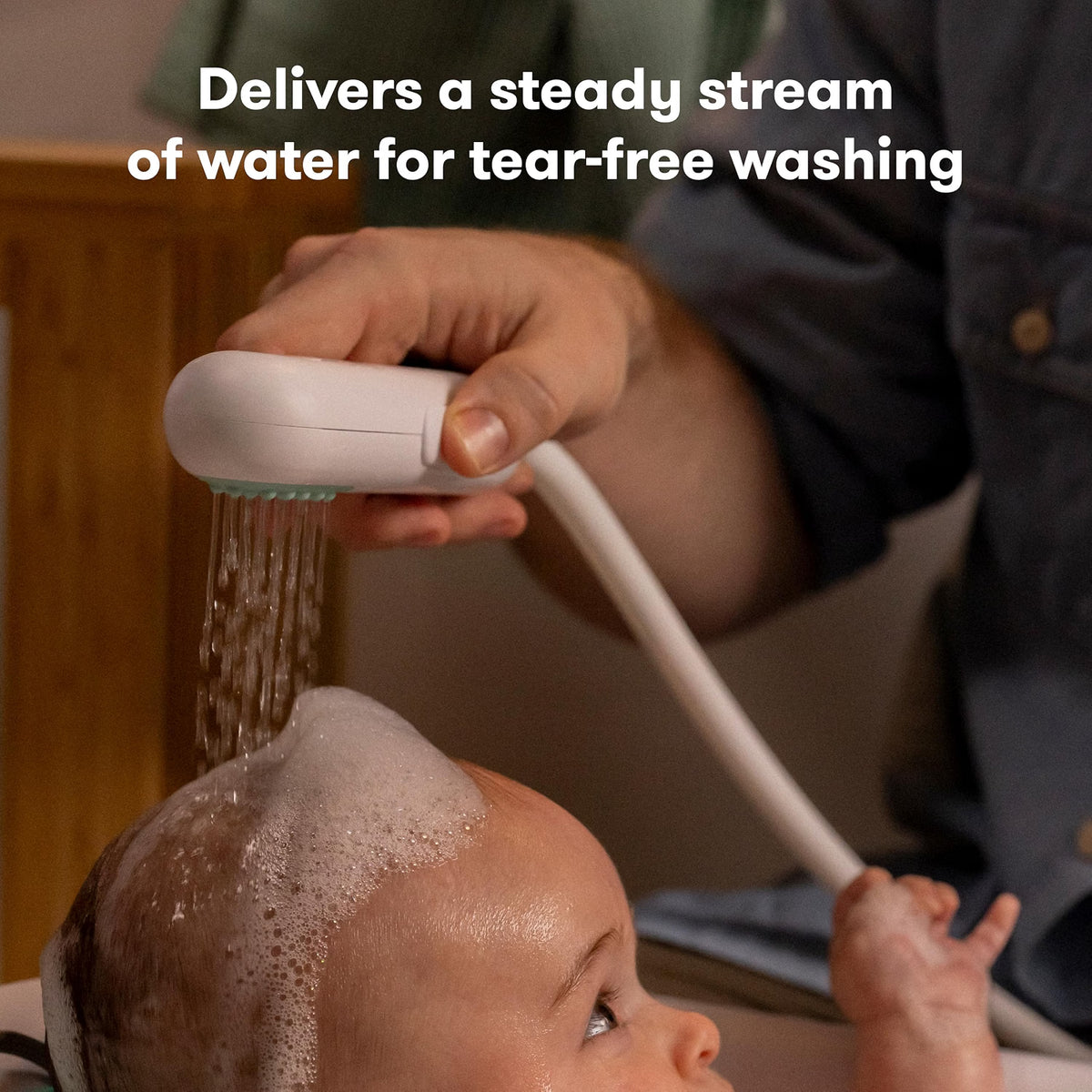 Frida Baby Control The Flow Bathtub Sprayer Attachment, Baby Bath Rinser with Multiple Pressure Modes, Stay-Put Suction Pump, Long Hose & Silicone Scrubber Attachments