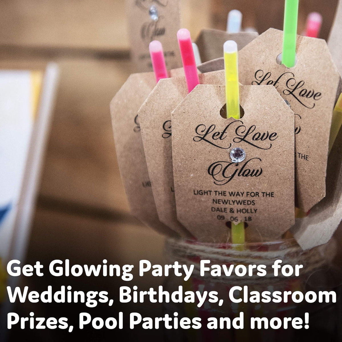 PartySticks Glow Sticks Party Supplies 100-Pack, 8-Inch Multicolor Glow Sticks with Connectors, Waterproof Light-Up Party Favors, Glow Bracelets & Necklaces