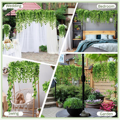 XunYee 36 Pcs Artificial Hanging Plants 3.6FT Fake Hanging Plants for Living Room, Fake Ivy Vine Plastic Faux Hanging Plants for Wall House Room Garden Wedding Garland Indoor Outdoor Decor, No Baskets