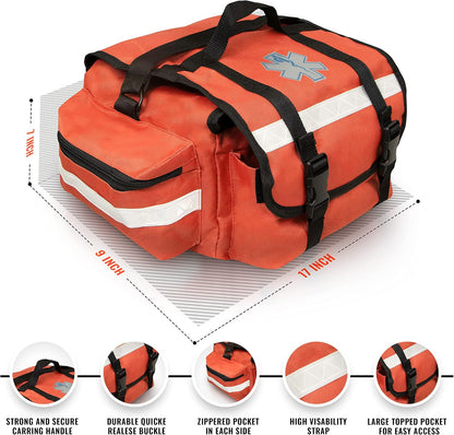 SURGICAL ONLINE First Responder EMT Backboard Spine Board Stretcher Immobilization with Head Bed and Spider Straps - Gift EMT Trauma Bag … (Orange)