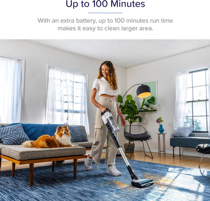 Levoit LVAC-200 Vacuum Replacement Battery, 2200mAh, 50-Min Runtime, White Extended Runtime Up to 100 Minutes with an Extra Battery, Genuine Accessory, Removable & Rechargeable, Flexible Charging