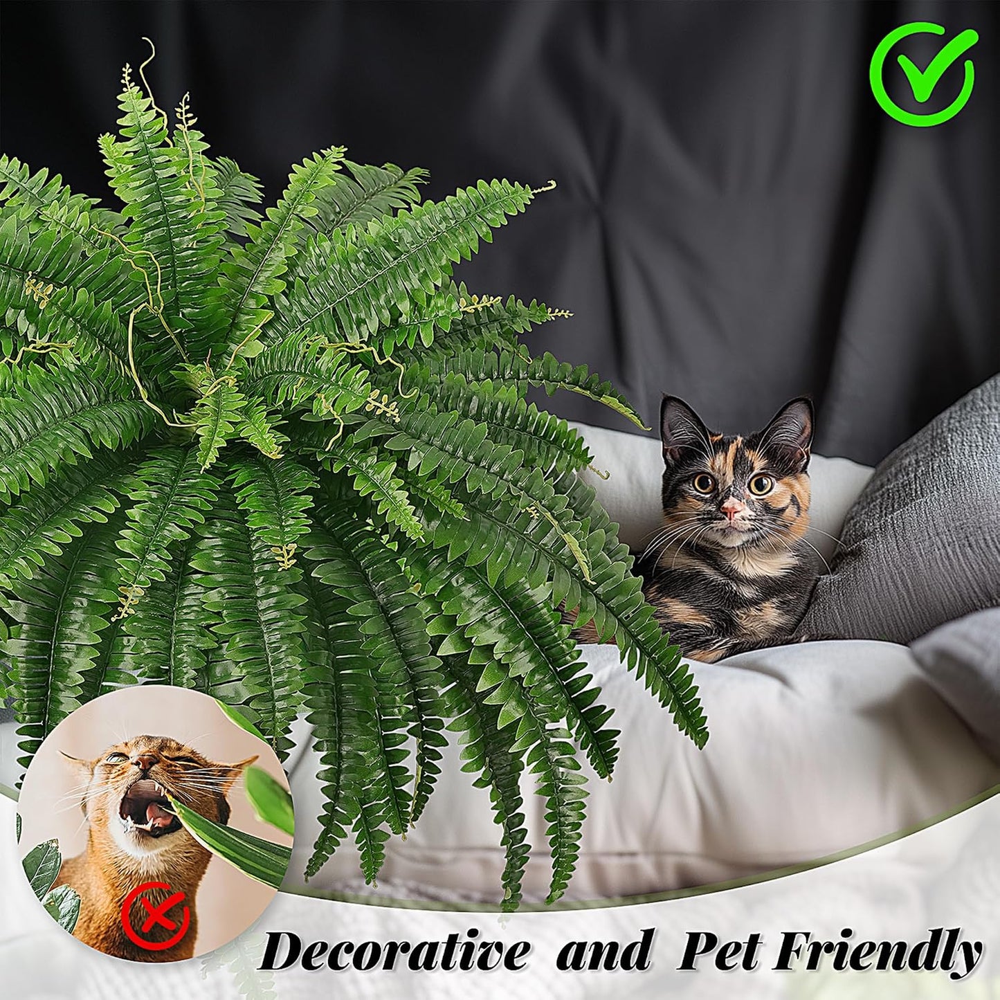 FOREST PRINCE 45" Fake Ferns Artificial Bush Plants for Outdoors, 2-Pack