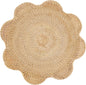 SARO LIFESTYLE Scalloped Rattan Round Placemats (Set of 4) – Handwoven Natural Fiber Design for Dining, Entertaining & Everyday Table Settings, 15"