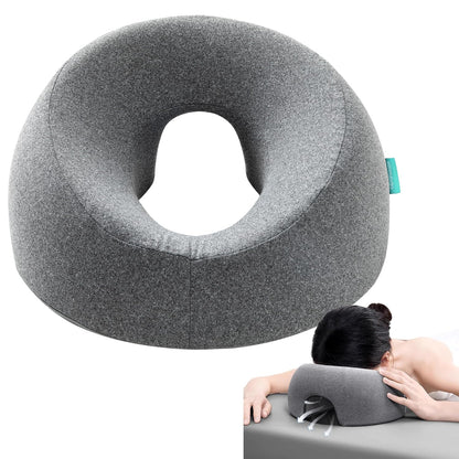 xiaomubiao Face Down Pillow for Massage Table, Memory Foam Face Cradle for Bed & Stomach Sleeping, Breathable Prone Rest Pillow with Removable Washable Cover, Gray