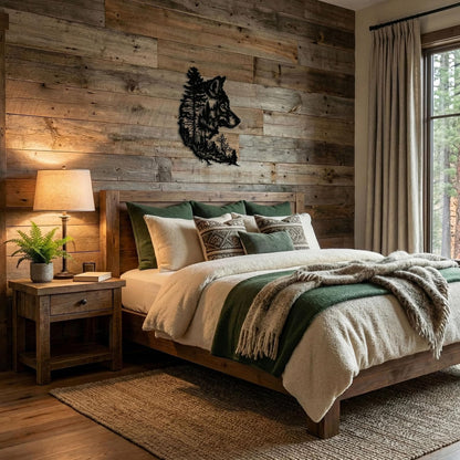 LPRVCH Wolf Metal Wall Art, Rustic Wolf Wall Decor, Black, 16.1 x 11 Inch