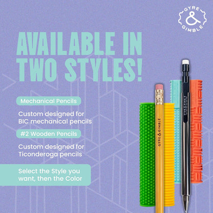 Gyre & Gimble Silicone Pencil Grips 4-Pack with 2 Pencils