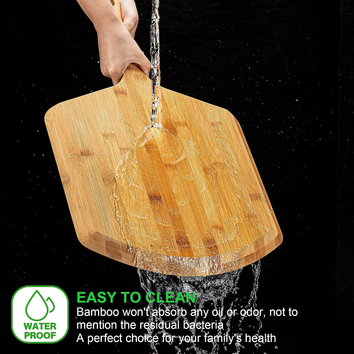 Pizza Peel 16 Inch, Natural Bamboo Pizza Board for Transferring & Serving 16” Multi-Purpose Bamboo Pizza Cutting Board, Wood Pizza Spatula Paddle for Baking Homemade Cheese Bread Fruits Vegetables