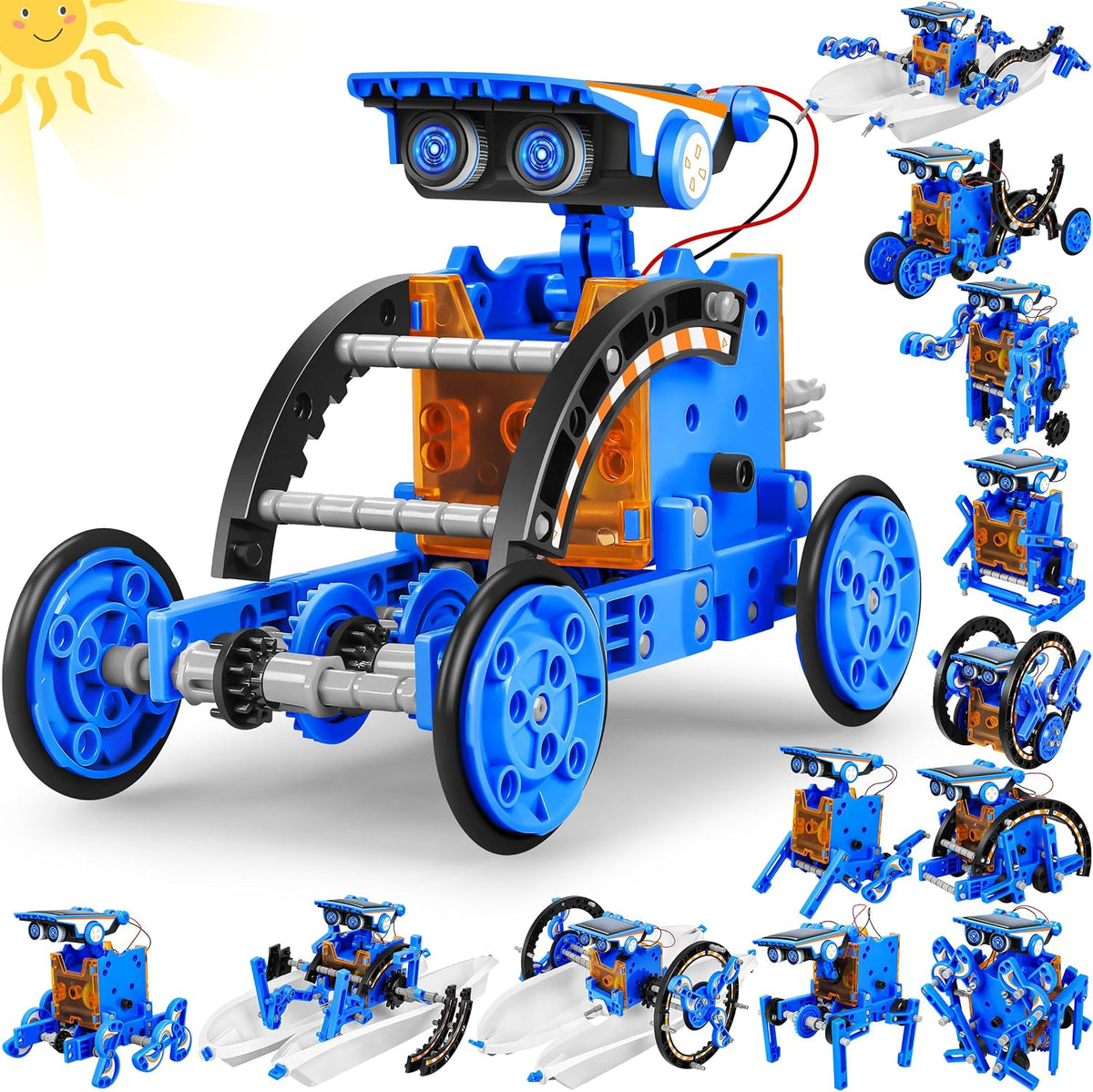 Bottleboom STEM 13-in-1 Solar Robot Kit, Educational DIY Science & Robotics Building Set for Kids Ages 8+, Solar-Powered STEM Experiment Toy with 13 Robot Models