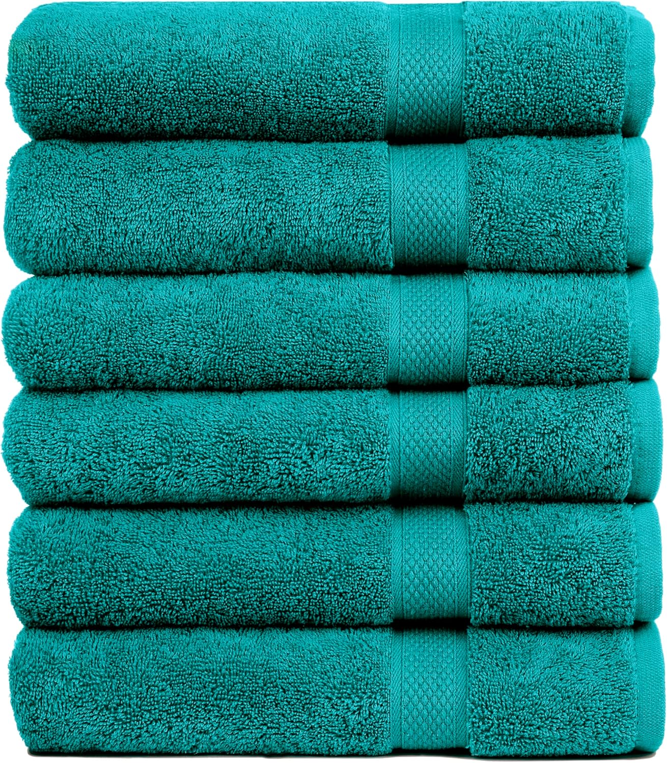Pleasant Home Bath Towels Set of 6 (24” x 50”) 100% Cotton, Teal