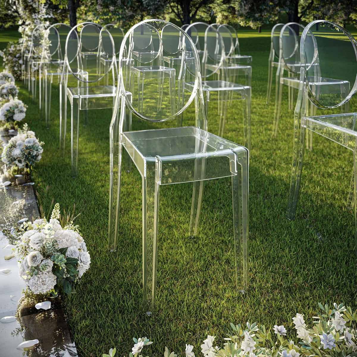 Techni Home Clear Acrylic Ghost Chairs, Set of 4, Stackable