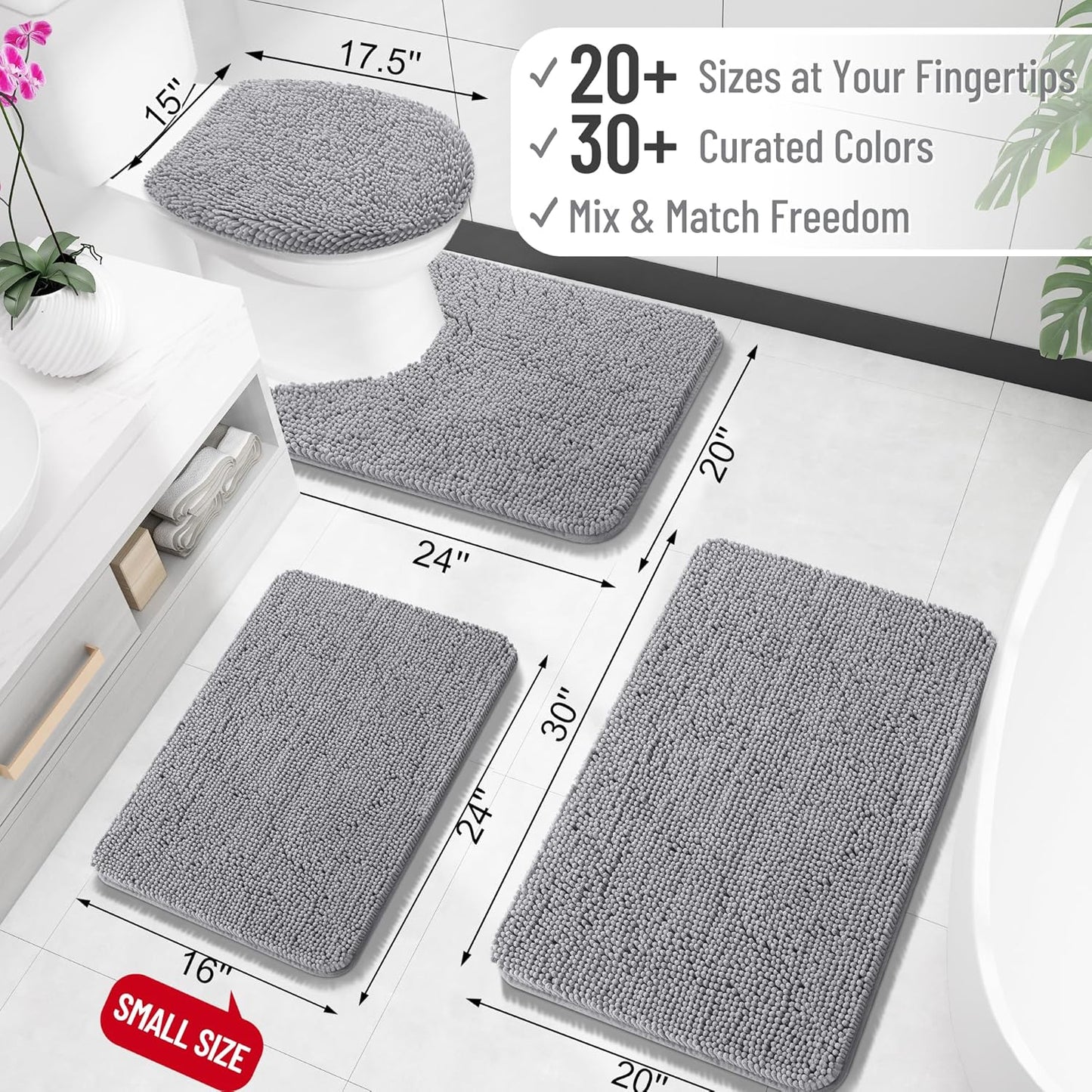 OLANLY Bathroom Rug 30 x 20 Extra Soft Chenille Bath Mat