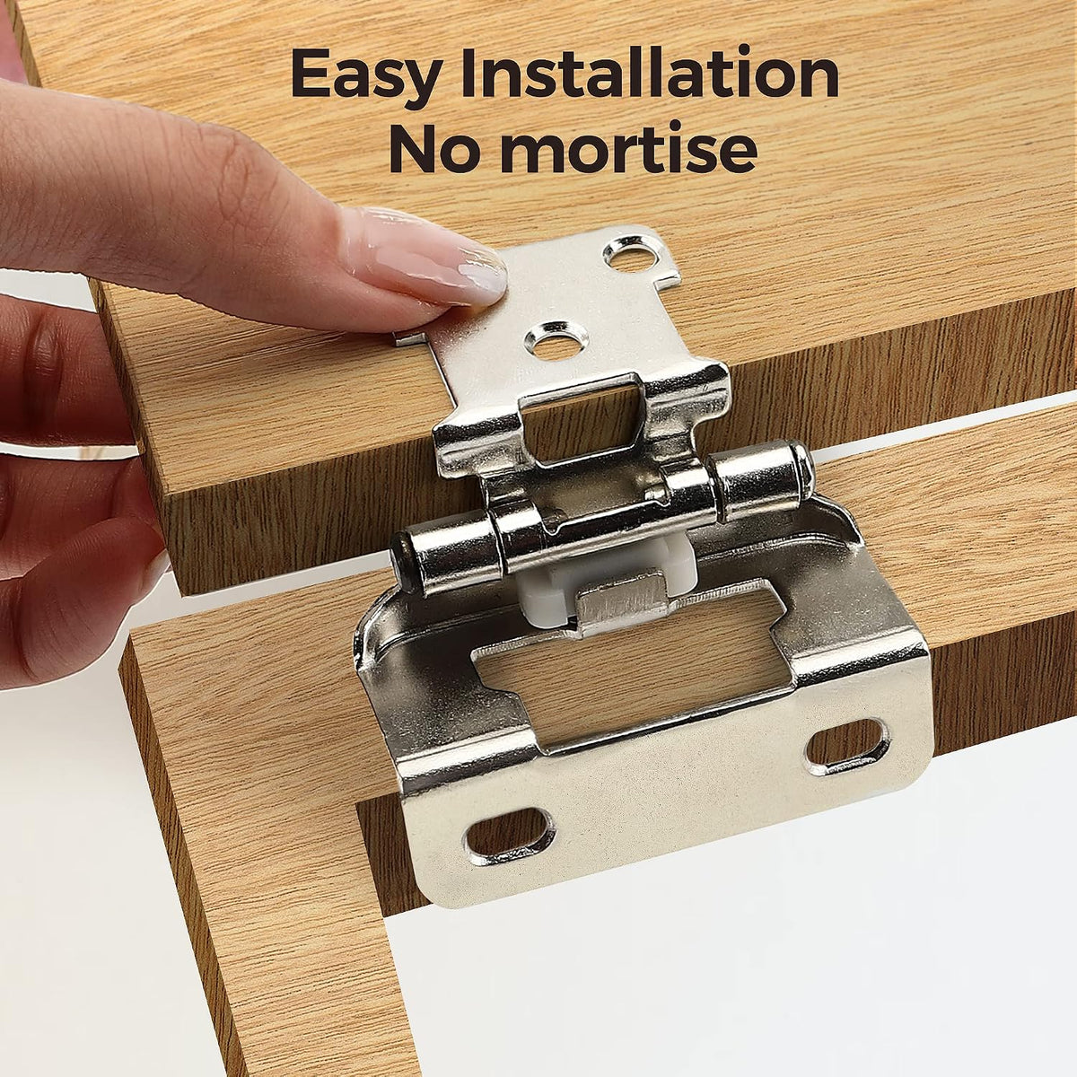 Ravinte Satin Nickel Kitchen Cabinet Hinges, Semi Wrap 1/2" Overlay,60 Pack Self-Closing Design,Semi Wrap Around Hinge,for Face Frame Cupboard, Silver Face Mount Cabinet Hardware,with Screwdriver