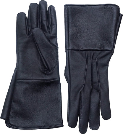 HyperionFlo Essentials Long Cuff Leather Gloves, Soft Leather Gauntlet Gloves for Costumes, Renaissance, Medieval & Stage Wear