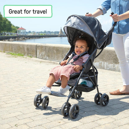 Ingenuity 3D Mini Convenience Stroller, Lightweight Umbrella Stroller with Compact Fold, Gray