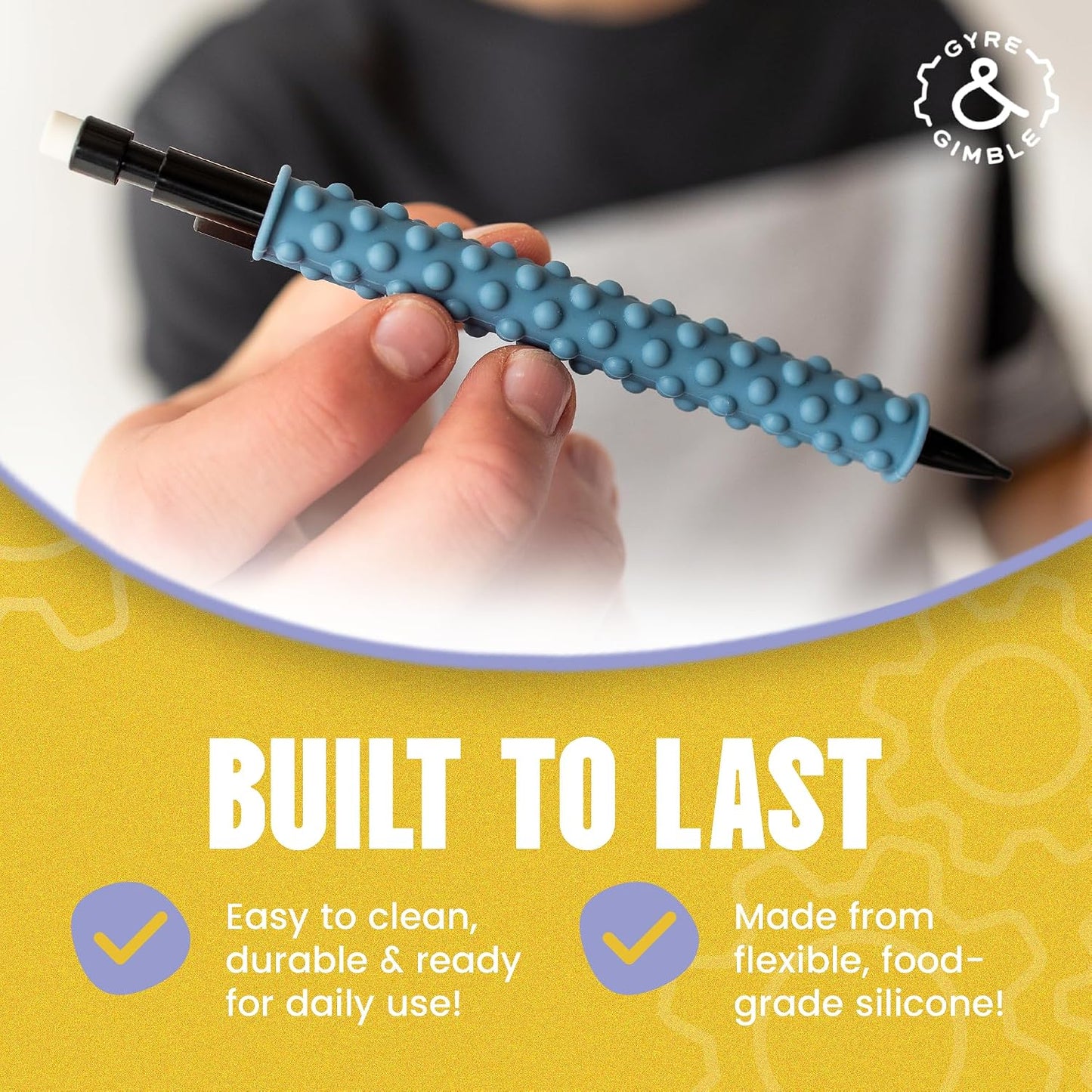 Gyre & Gimble Silicone Pencil Grips 4-Pack with 2 Pencils
