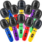 Bedwina Inflatable Microphones, 12-Pack 10-Inch Neon Karaoke Party Favors, Blow-Up Music Props for Kids & Adults, Photo Booth Decorations & Party Supplies