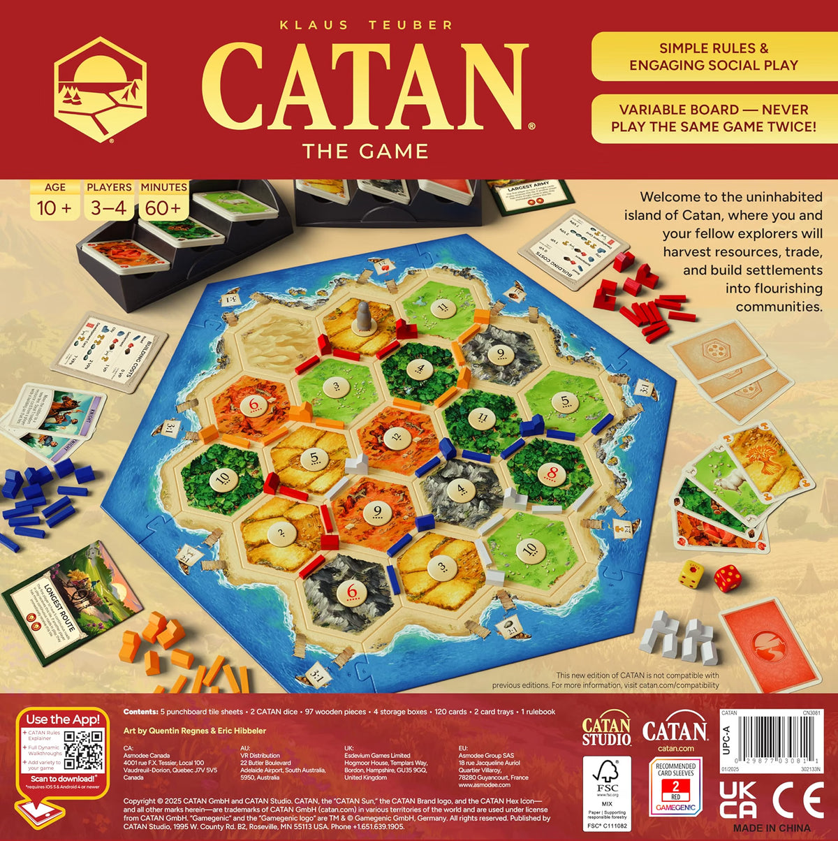 CATAN Board Game 6th Edition, Trade Build & Settle Strategy Game for 3-4 Players, Ages 10+, 60-90 Minute Family Board Game