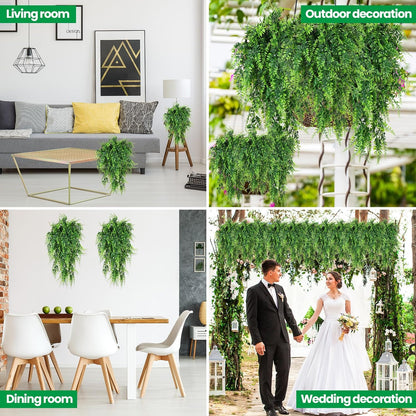 XunYee 28 Pcs Artificial Hanging Plants 32 Inch, Boston Fern Detachable Branch Fake Greenery, Faux Lifelike Eucalyptus Fern Ivy Vine for Indoor Outdoor Wall Room Wedding Decor No Baskets