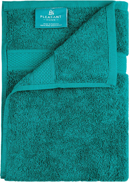 Pleasant Home Bath Towels Set of 6 (24” x 50”) 100% Cotton, Teal