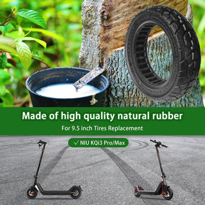 Hromra 9.5 x 2.50 Off-Road Solid Scooter Tire, 9.5x2.5-6.1 Tubeless Puncture-Resistant Replacement Tire for NIU KQi3 Pro & Max Electric Scooters, 1-Pack