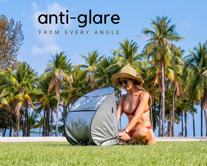 Laptop Sun Shade for Working Outside | Glare Blocker | Heat Reflective | Waterproof | Fits up to 17” Screens | Foldable & Portable Privacy Screen Hood Tent for Outdoors | Perfect Viewing Angle