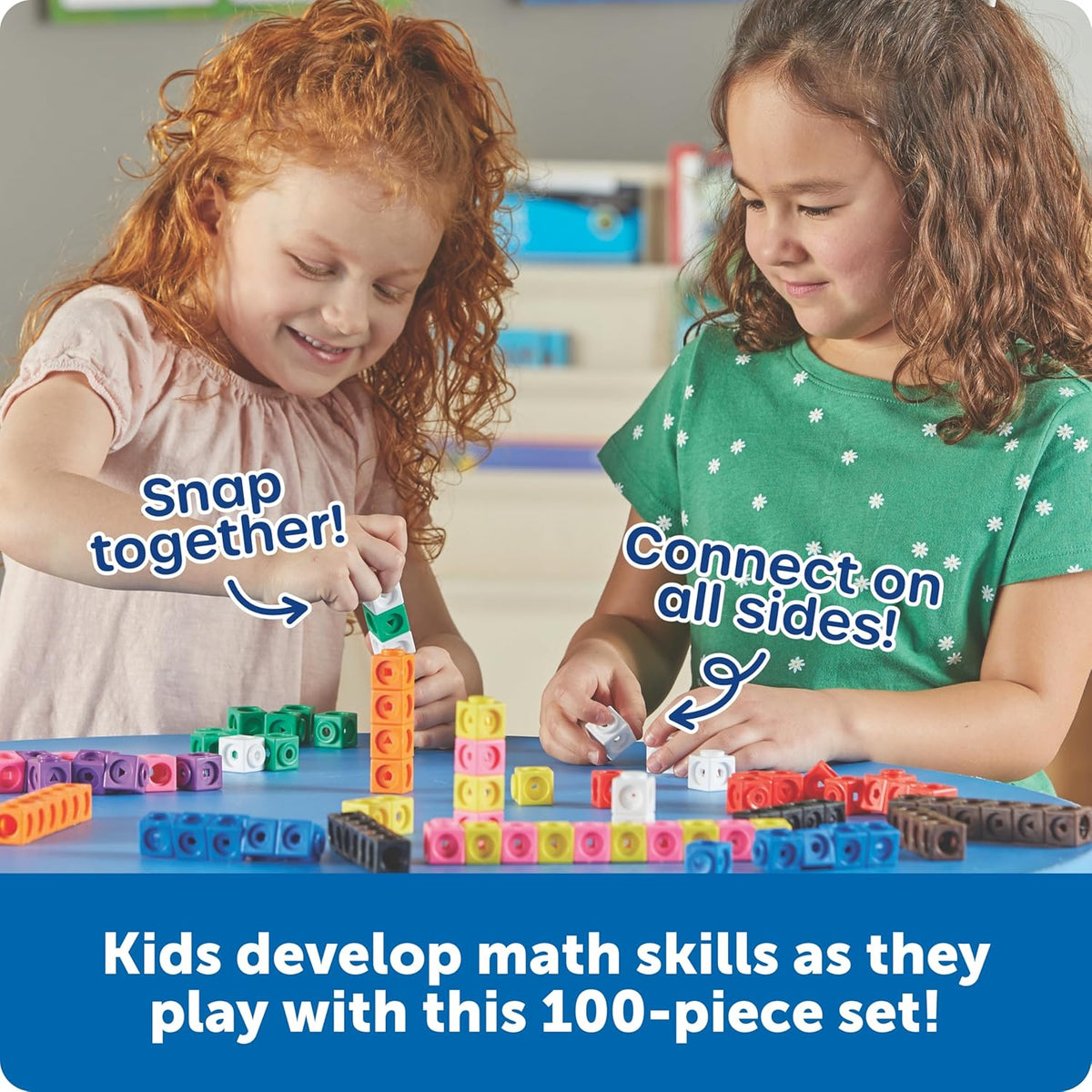 Learning Resources MathLink Cubes, Set of 100, Interlocking Math Manipulatives for Ages 5+, Kindergarten STEM Activities, Counting, Addition, Subtraction & Patterning