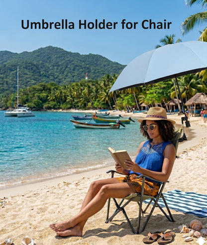 Adjustable Umbrella Holder for Chair and Stroller, Tool-Free Clamp Mount, Black