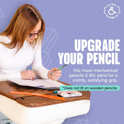 Gyre & Gimble Silicone Pencil Grips 4-Pack with 2 Pencils