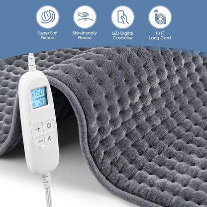 FluffyWarmth Electric Heating Pad for Back, Extra Large 17"x33", Ultra Soft