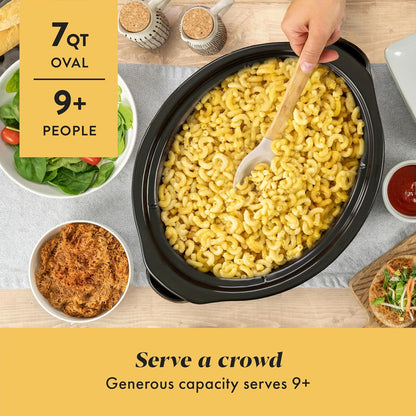 Crock-Pot 7-Quart Manual Slow Cooker, Family Size with Removable Stoneware, Warming Setting & Dishwasher-Safe Parts, Stainless Steel