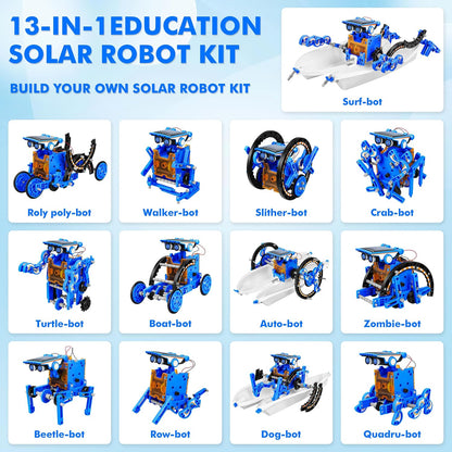 Bottleboom STEM 13-in-1 Solar Robot Kit, Educational DIY Science & Robotics Building Set for Kids Ages 8+, Solar-Powered STEM Experiment Toy with 13 Robot Models