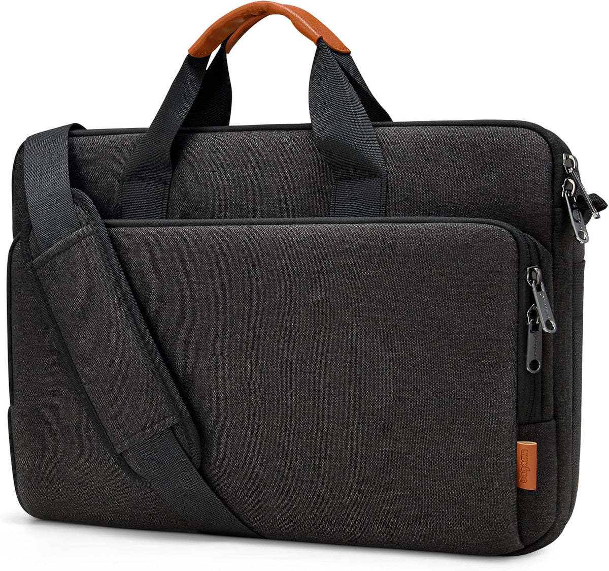 bagasin 15–16 Inch Laptop Bag, Water-Resistant Computer Carrying Case with 4-Layer Shock Protection, Shoulder Strap, Handles & Multiple Compartments, Black