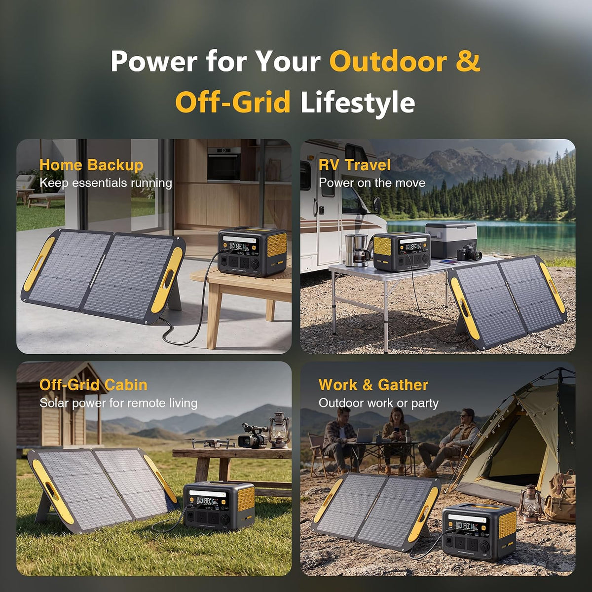 VTOMAN Jump 600X 600W Portable Power Station with 110W Foldable Solar Panel 170W Fast Recharge, 268.8Wh LiFePO4 Battery, 100W USB-C Output, 1200W Surge Solar Generator Kit for Camping, RV, Home Backup